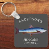 Porte-clés Cabine de pêche personnalisé rustique (Recto)