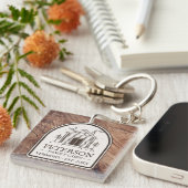 Porte-clés Cabine familial Bois rustique Décor personnalisé (Devant Droit)