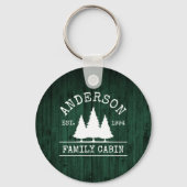 Porte-clés Cabine Rustic Green Wood Nom de famille (Recto)