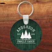 Porte-clés Cabine Rustic Green Wood Nom de famille (Recto)