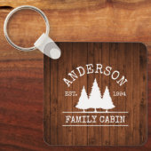 Porte-clés Cabine Rustic Wood Nom de famille Carré (Recto)