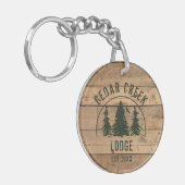 Porte-clés Cabine Rustic Wood Nom de famille Personnalisé (Devant gauche)