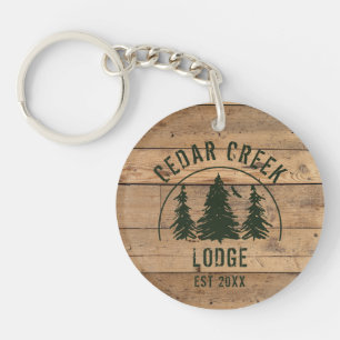 Porte-clés Cabine Rustic Wood Nom de famille Personnalisé