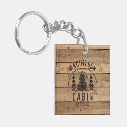 Porte-clés Cabine Rustic Wood Photo personnalisée (Devant gauche)