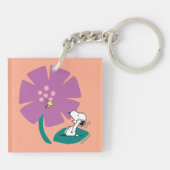 Porte-clés cacahuètes | Illustration de la nature Fleur pourp (Dos)