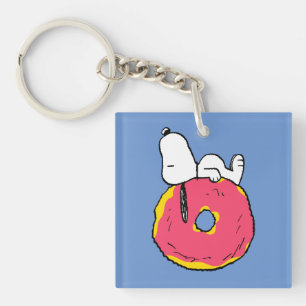 Porte-clés cacahuètes   Snoopy Donut rose
