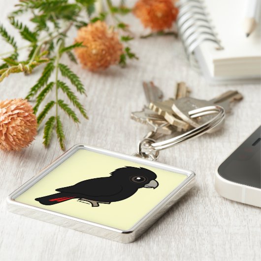 Porte-clés cacatoès noir Rouge-coupé la queue (Côté)