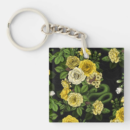 Porte-clés Caché en rose, jaune et vert (Devant)