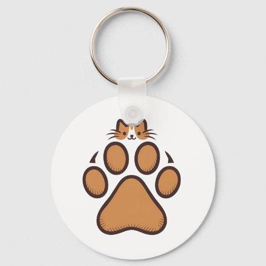 Porte-clés Cachet de chat mignon en Empreinte de patte - Illu (Recto)