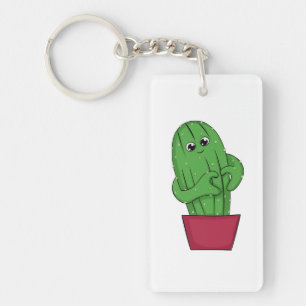 Porte-clés Cactus de dessin animé faisant un signe de cœur av
