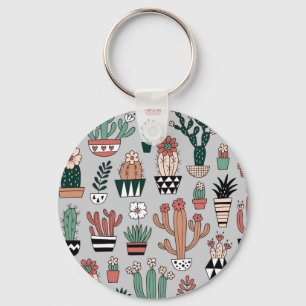 Porte-clés Cactus en fleurs mignons : Motif à main