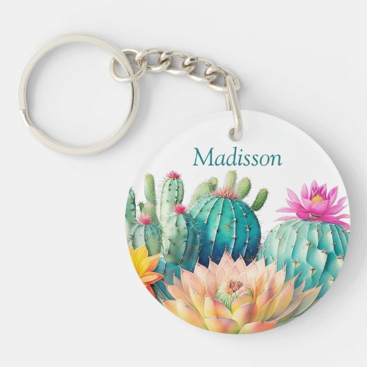 Porte-clés Cactus Et Succulent Avec Nom (Devant)