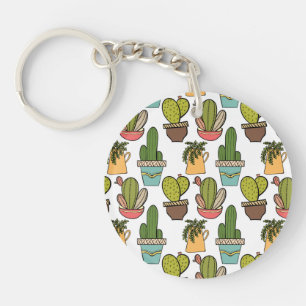 Porte-clés Cactus et Succulents d'intérieur dans le motif de