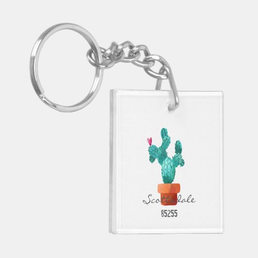 Porte-clés Cactus Heart Address Code zip Nouveau Home Fun (Devant gauche)