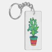 Porte-clés Cactus magnifique d'aquarelle dans le beau pot (Devant gauche)