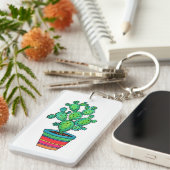 Porte-clés Cactus magnifique d'aquarelle dans le beau pot (Devant droit)