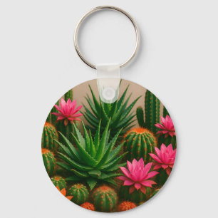 Porte-clés Cactus Succulent Fleurissant Désert Vibrant