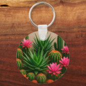 Porte-clés Cactus Succulent Fleurissant Désert Vibrant (Recto)