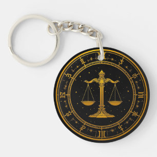 Porte-clés Cadeau Astrologie Balance en Or pour Personnalité