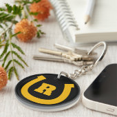 Porte-clés cadeau avec logo monogramme fer à cheva (Devant Droit)