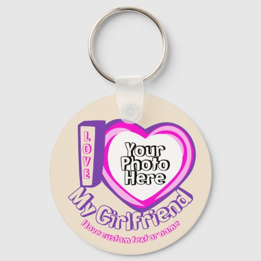 Porte-clés Cadeau Beige J'aime Mon amie Anniversaire (Recto)