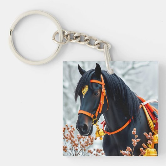 Porte-clés 🤎 Cadeau Cheval Alezan Pour Les Fans D'équitation (Devant)