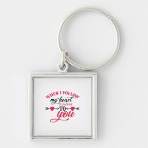 Porte-clés Cadeau Couple Quand Je Suis Mon Coeur
