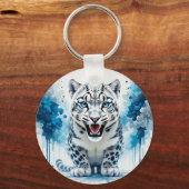 Porte-clés Cadeau d'accessoire de charme de léopard blanc fér (Recto)