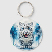 Porte-clés Cadeau d'accessoire de charme de léopard blanc fér (Verso)