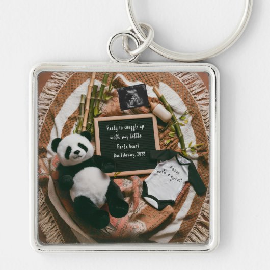 Porte-clés Cadeau d'annonce de grossesse de panda neutre Boho (Devant)