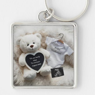 Porte-clés Cadeau d'annonce de grossesse neutre blanc minimal