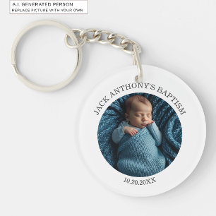 Porte-clés Cadeau de baptême spécial pour garçon avec photo