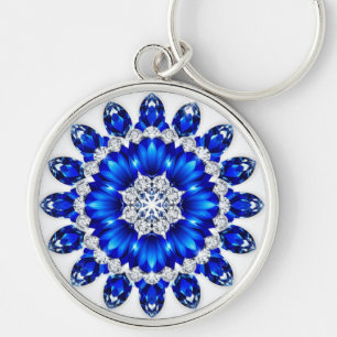 Porte-clés Cadeau de breloque de couronne florale bleue
