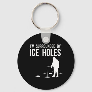 Porte-clés Cadeau de conception de pêche sur glace drôle Je s