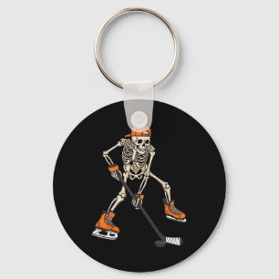 Porte-clés Cadeau de costume de hockey sur glace de squelette