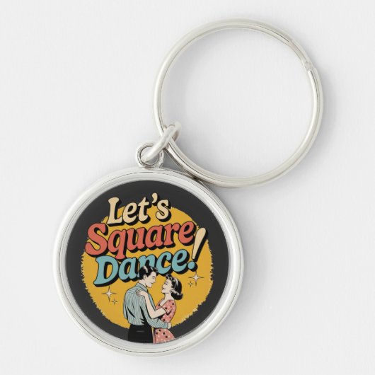 Porte-clés Cadeau de danse carrée rétro (Devant)