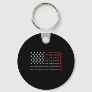Porte-clés Cadeau de golfeur américain patriotique Drapeau Us