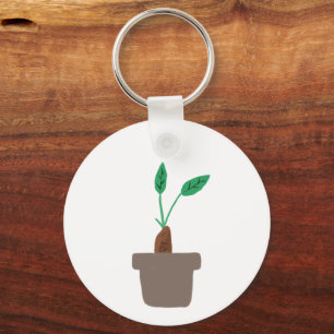 Porte-clés Cadeau de jardinier minimaliste de pousse en pot