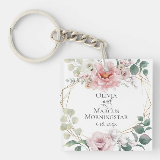 Porte-clés Cadeau de la fête de mariage Espagne rose Aquarell (Devant)