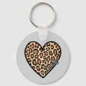 Porte-clés Cadeau de la Saint-Valentin cœur de léopard mignon (Recto)