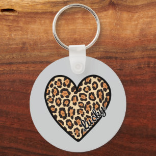 Porte-clés Cadeau de la Saint-Valentin cœur de léopard mignon