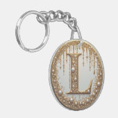Porte-clés Cadeau de lettre ornée L monogramme doré (Devant gauche)