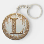 Porte-clés Cadeau de lettre ornée L monogramme doré (Dos)
