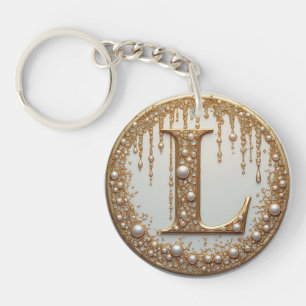 Porte-clés Cadeau de lettre ornée L monogramme doré