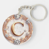 Porte-clés Cadeau de mariage à initiale dorée C pour elle (Dos)