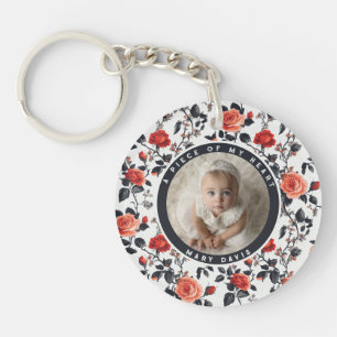 Porte-clés Cadeau de mariage élégant Photo Rose Fleur