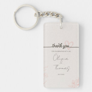 Porte-clés Cadeau de mariage floral rose minimaliste
