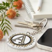Porte-clés Cadeau de mariage initial en or Monogramme perle (Devant droit)