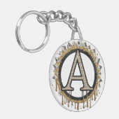 Porte-clés Cadeau de mariage initial en or Monogramme perle (Devant gauche)