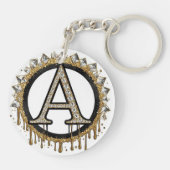 Porte-clés Cadeau de mariage initial en or Monogramme perle (Dos)